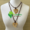 Wood Heart Shape Pendant Necklace