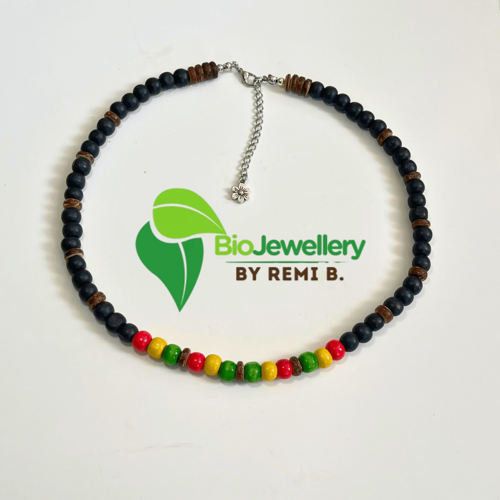 Rasta Wooden Bead Necklace for Men and Women - Bio Jewellery by