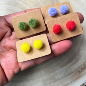 Pom-Pom Stud Earrings - fun earrings