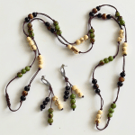 Acai Bead Long Necklace and Earrings Set