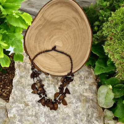 Boho Multilayer Necklace: Coconut Shell & Wooden Beads - Image 4