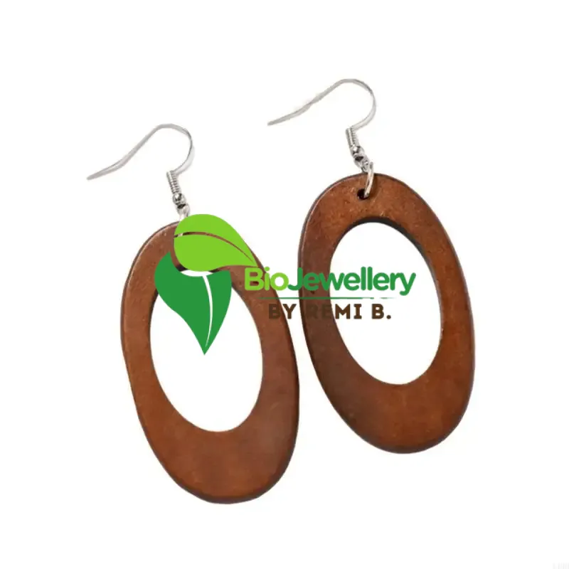 Retro hollow wooden earrings