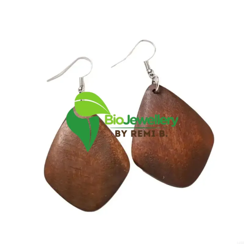 Brown wooden statement earrings for women