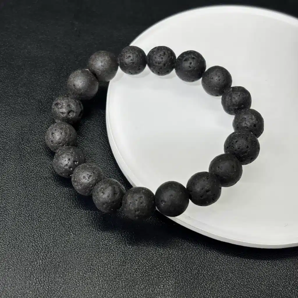 Trendy Style Jewelry Gift Natural Lava Stone Bracelet for Bestie Jewelry Meditation Tool Chakra Energy Gadget Black Accessory